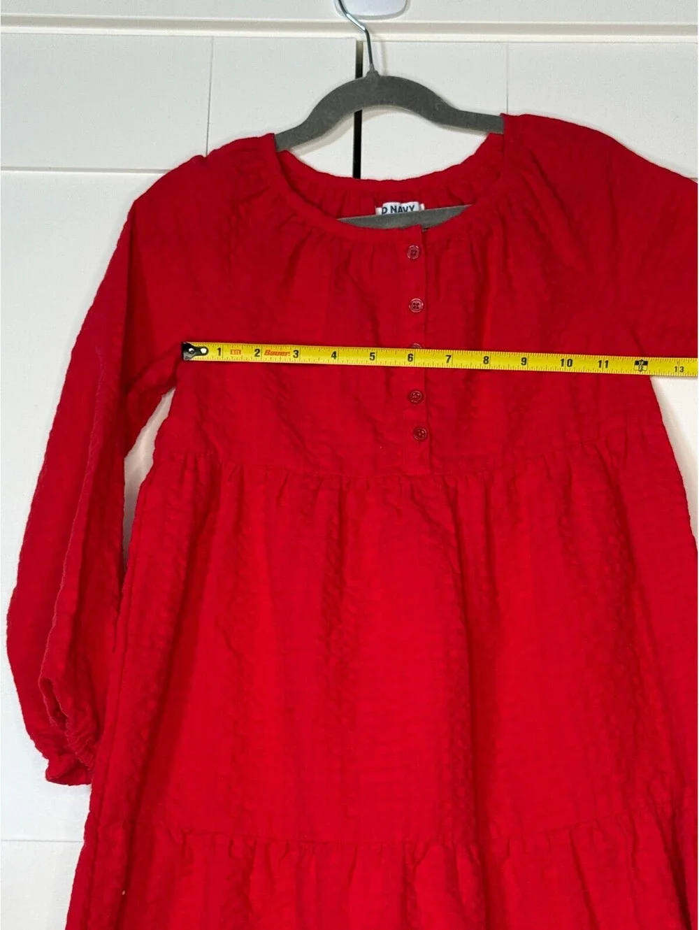 Old Navy Girls Red Tiered Long Sleeve Dress Size 8